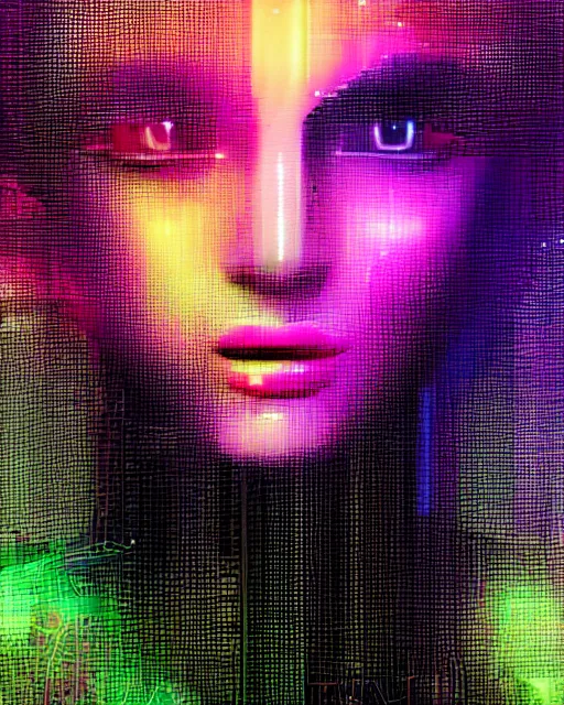 Prompt: A broken monitor with the calm face of an AI woman on it. Very very very strong glitches on the monitor. The face is blurry with glitches. Scanlines and jitter effects. Extremely high detail, glitchcore, glitches, glitch, cyberpunk, deep colors, 8k render