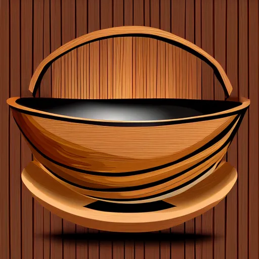 Image similar to wooden bowl emerging from log, vector art