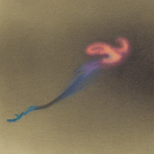 Prompt: dimly lit smoke, muted multi-color, muted neon smoke, fog, smoke with vague feathered outline of fierce flying dragons