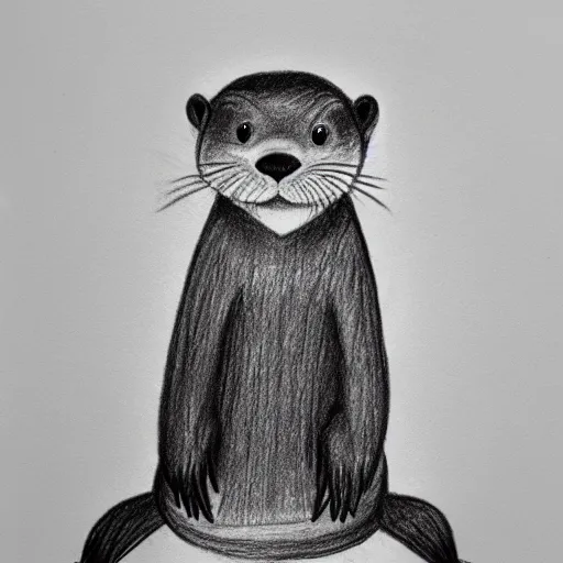 Image similar to an otter in a dress, pencil drawing