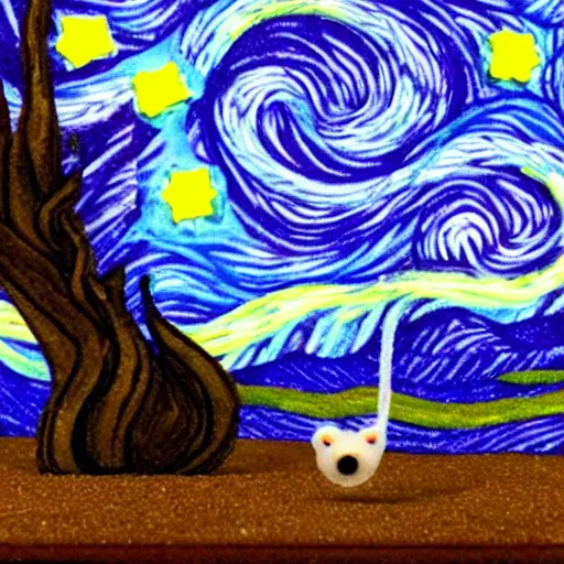 Prompt: claymation starry night, by laika, wallace and grommet