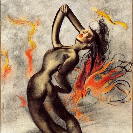 Image similar to A beautiful kinetic sculpture of a bright and fiery soul a power to do great things; but I fear you may one day unleash such a tempest of fire that you may consume yourself, and all the world around you. airbrush by Edgar Degas, by William Hogarth churning, lines