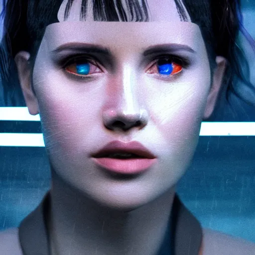 Prompt: portrait of joi from blade runner 2 0 4 9 as a hologram