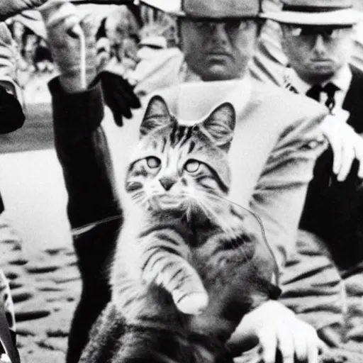 Prompt: hyper realistic cats re-enacting the JFK assassination