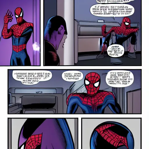 Prompt: thanos uses the snap on spider man aka peter parker