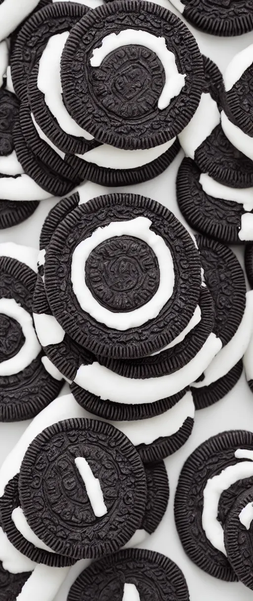 Image similar to octane render of an oreo, three point lighting, white backround, realistic