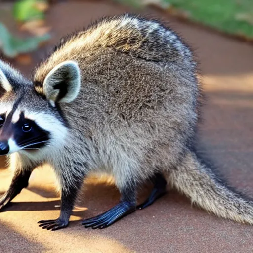 Image similar to a raccoon kangaroo wallabee hybrid