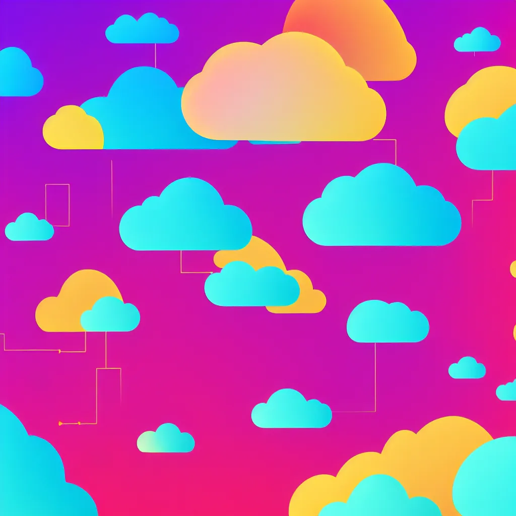 Image similar to a simple micro-service deployed to a public cloud, security, attack vector, trending on Artstation, painting by Jules Julien, Leslie David and Lisa Frank, muted colors with minimalism