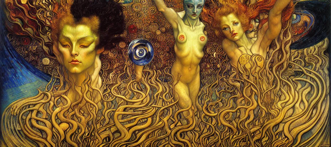 Image similar to Divine Chaos Engine by Karol Bak, Jean Delville, William Blake, Gustav Klimt, and Vincent Van Gogh, symbolist, visionary