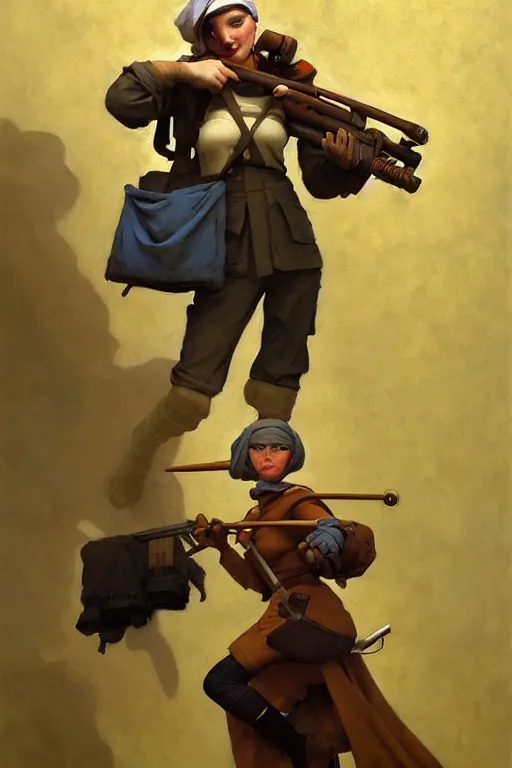 Image similar to team fortress 2 scout the girl with the pearl earring as the team fortress 2 scout team fortress 2 scout team fortress 2 scout, painting by gaston bussiere, katsuya terada, nc wyeth, greg rutkowski, craig mullins, vermeer, frank frazetta, mucha, tom of finland, trending on artstation