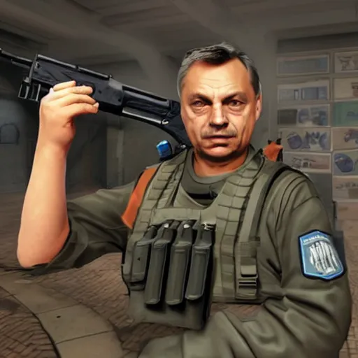 Image similar to Viktor Orban as a Counter-Terrorist in CSGO