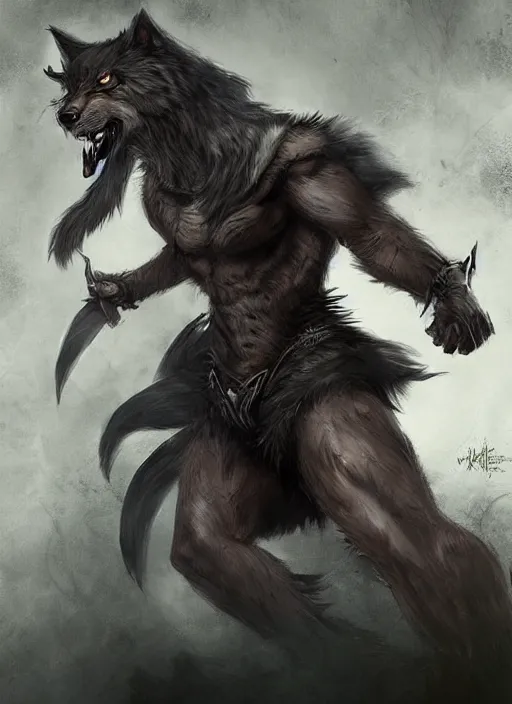 Prompt: Werewolf Warrior Princess, digital art, trending on Artstation
