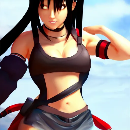 Prompt: high quality tifa lockhart dressed as avatar aang, trending on artstation