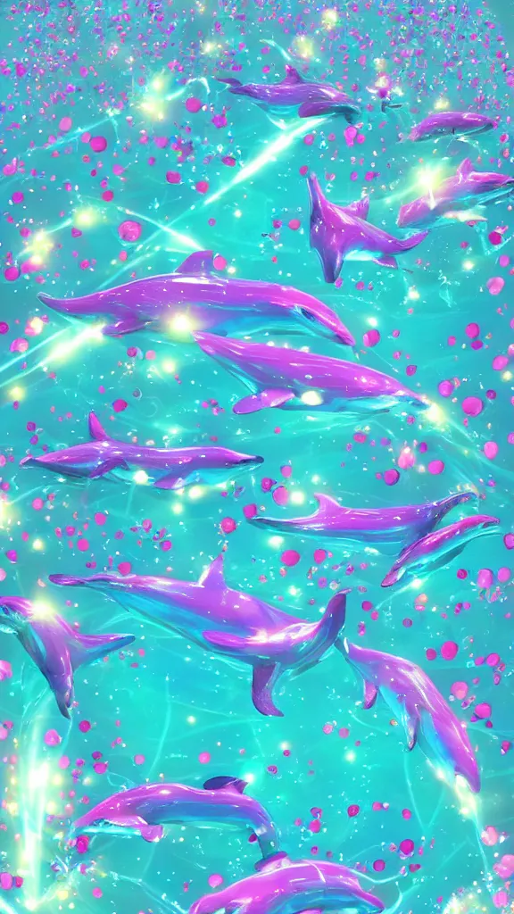 Image similar to popworld 3 d y 2 k dolphins and sparkles, seapunk