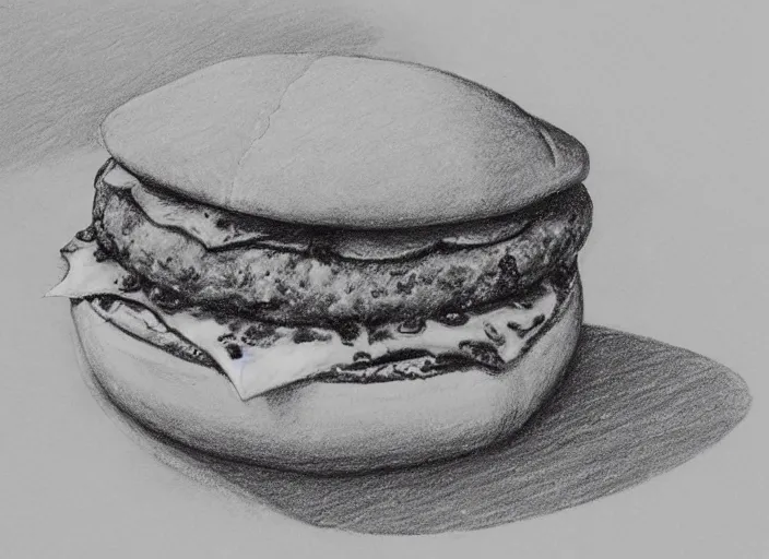 Image similar to a pizza eating a small burger, colorfull pencil drawing