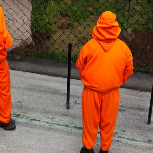 Image similar to inmate with orange suit and bee head