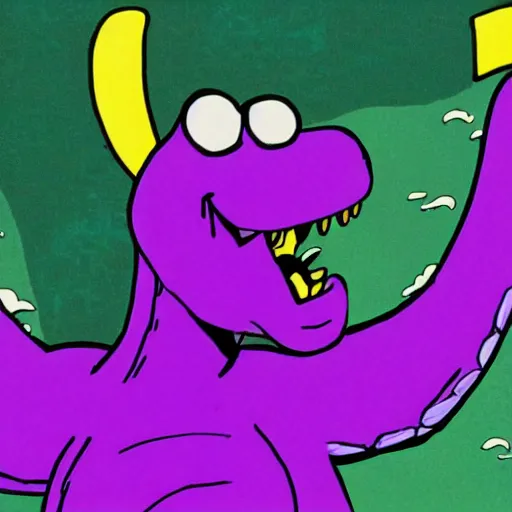 Prompt: barney the dinosaur