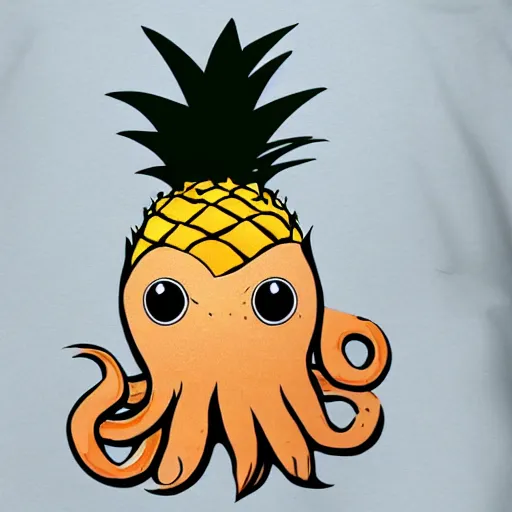 Image similar to cute cartoon octopus camouflaging as a pineapple