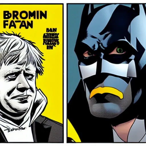 Prompt: comic cover book of boris johnson as batman ,