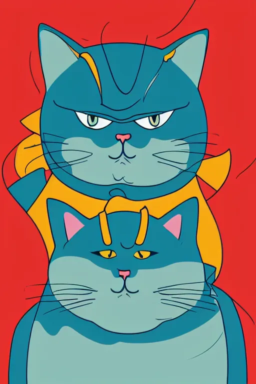 Image similar to Portrait of a cat that is a sumo wrestler, sticker, colorful, illustration, highly detailed, simple, smooth and clean vector curves, no jagged lines, vector art, smooth