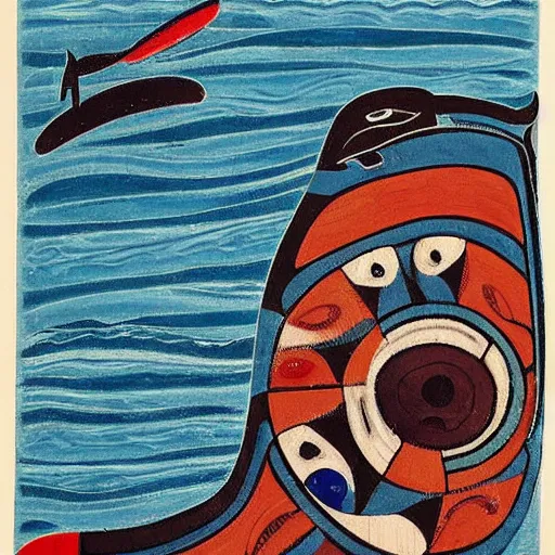 Prompt: haida, pacific northwest, formline whale, native american art