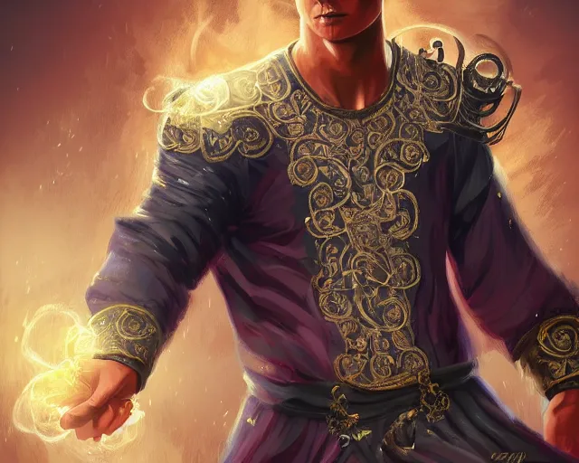 Image similar to cristiano ronaldo as a strong fantasy magician who does magic, fantasy art, in the style of Turine Tran, illustration, epic, fantasy, intricate, elgant, amazing detail, digital painting, artstation, concept art, smooth, sharp focus