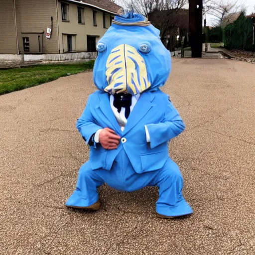 Image similar to a tardigrade dressed in a suit.