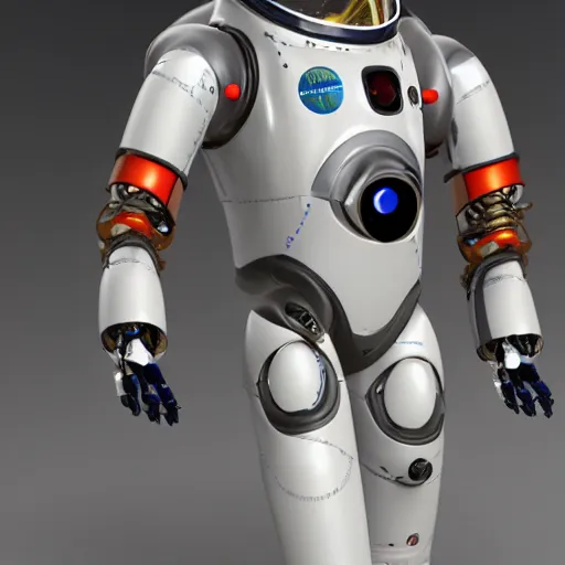 Image similar to photo of robotic spacesuit mechanical design high-tech, mars exploration, futuristic, unreal engine W 1024