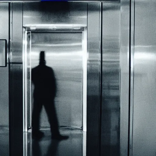 Image similar to a man in an elevator that moves horizontally and vertically