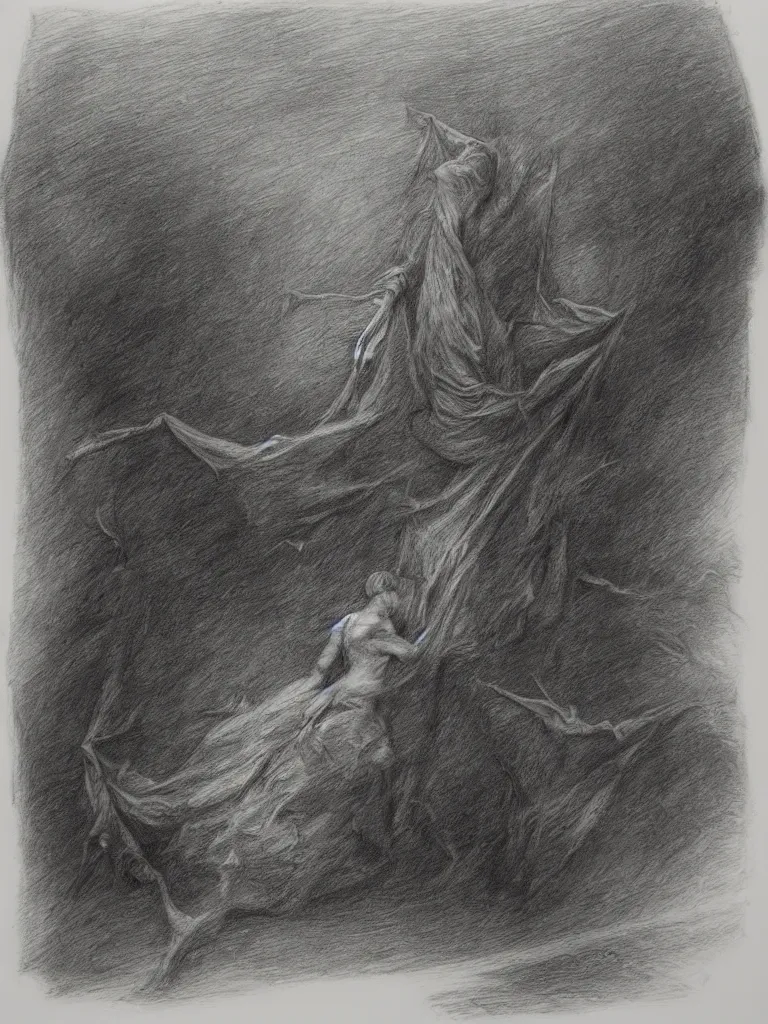 Image similar to inside my nightmares, charcoal detailed drawing, Greg Rutkoski style, Gustave Dore style,