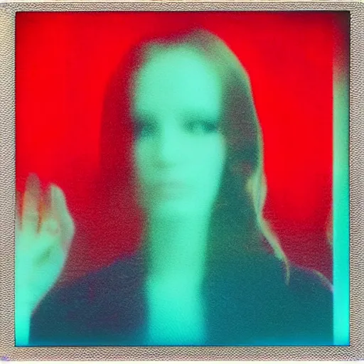 Prompt: polaroid of a dream, reflection, double exposure, glitch, red cyan lighting