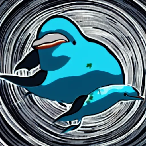Prompt: dolphin floats in space