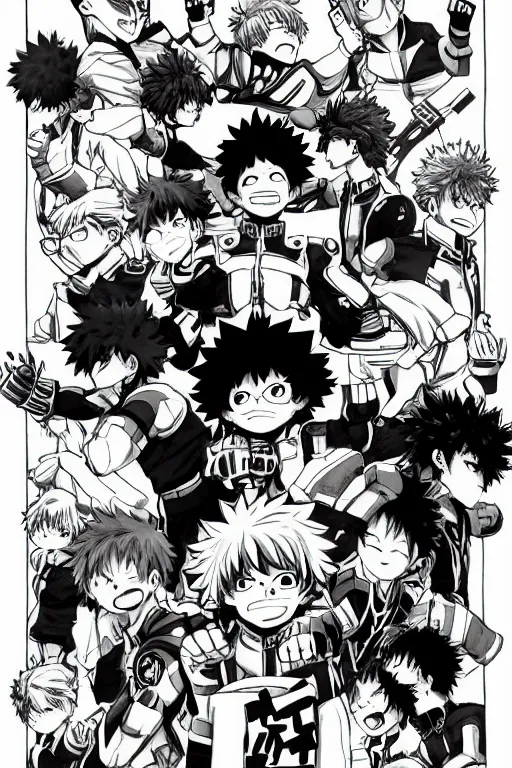 Image similar to a manga comic of my hero academia, by kohei horikoshi