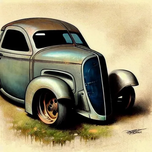 Prompt: (((((1950s ratrod . muted colors.))))) by Jean-Baptiste Monge !!!!!!!!!!!!!!!!!!!!!!!!!!!