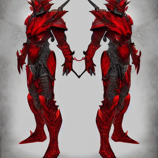 Image similar to concept art of warrior heavy red dragon armor, perfect symmetry, digital art, d & d digital painting, intricate details, ultra realistic, volumetric lighting, warm colors advance, cell shading