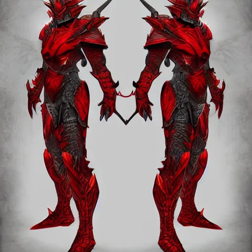 Prompt: concept art of warrior heavy red dragon armor, perfect symmetry, digital art, d & d digital painting, intricate details, ultra realistic, volumetric lighting, warm colors advance, cell shading