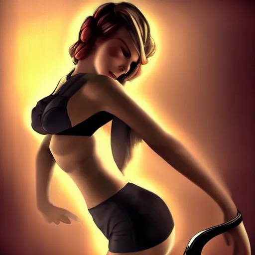 Image similar to playing a videogame, pin up, front view, digital art, digital painting, photoshop, dark lighting, couch