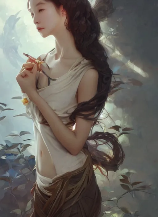 Prompt: a beautiful olivia cheng, girl, intricate, sharp focus, illustration, highly detailed, digital painting, concept art, matte, art by wlop and artgerm and greg rutkowski and alphonse mucha, masterpiece