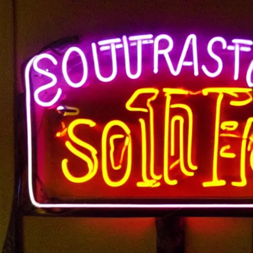 Prompt: a lousy photograph of a southern trash neon bar sign