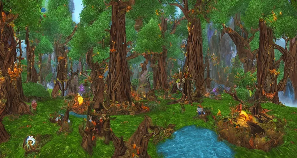 Prompt: Enchanted and magic forest, from Warcraft