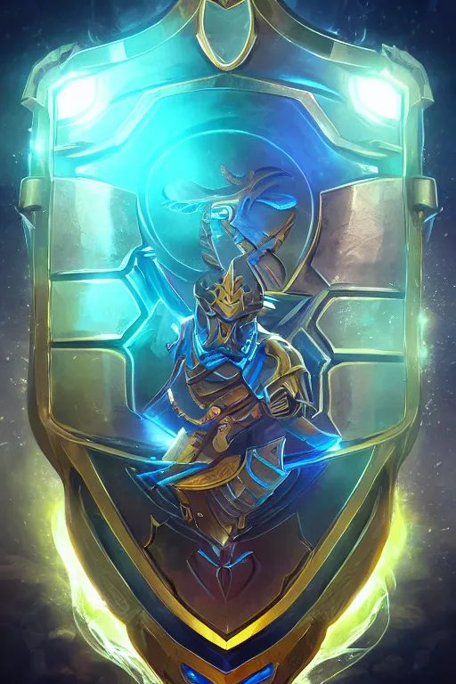 Image similar to shield fantasy epic legends game icon stylized digital illustration radiating a glowing aura global illumination ray tracing hdr fanart arstation by ian pesty and katarzyna da „ bek - chmiel