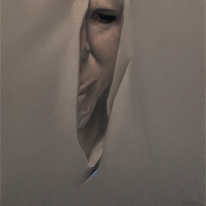 Image similar to woman portrait with a paper bag over the head, highly detailed, artstation, art by zdislav beksinski, wayne barlowe, edward hopper