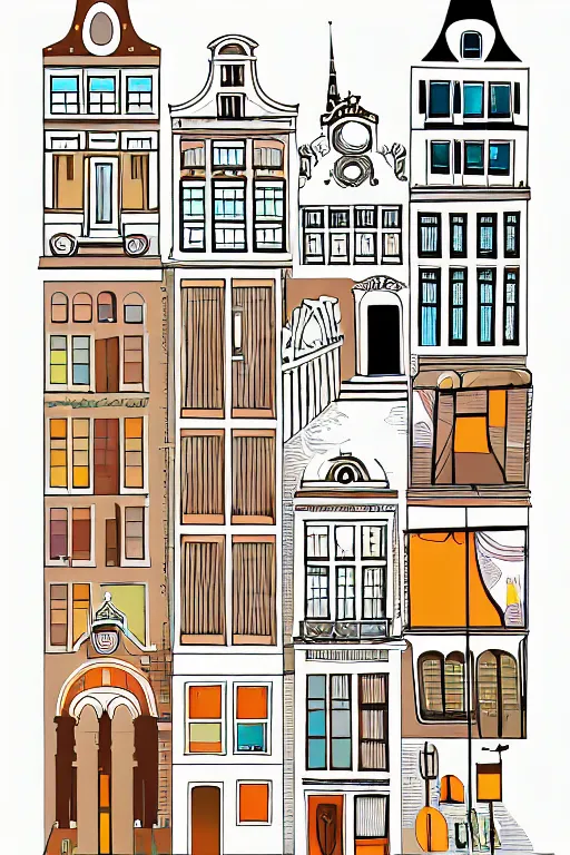 Image similar to minimalist boho style art of amsterdam, illustration, vector art