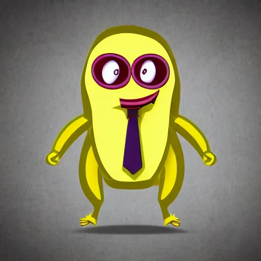 Image similar to an antropomorphic banana wearing a business suit