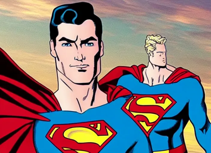 Image similar to superman as a skinny very skinny skinny weak man in the new superman movie
