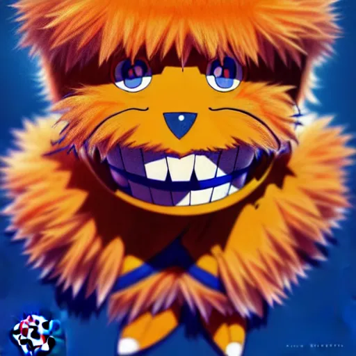 Image similar to anime Portrait of Youppi the Habs Montreal Canadiens Mascot as a very cute powerful and friendly pokemon, highly detailed anime, high evolution, 1990s, legendary, smooth, sharp focus, dynamic lighting, intricate, trending on ArtStation, illustration pokemon, art by WLOP