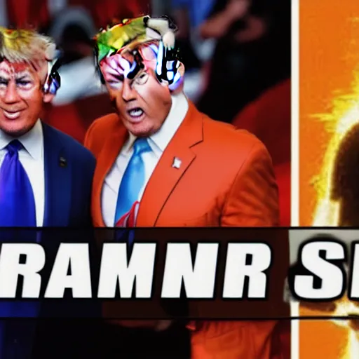 Image similar to super saiyan obama vs super saiyan donald trump