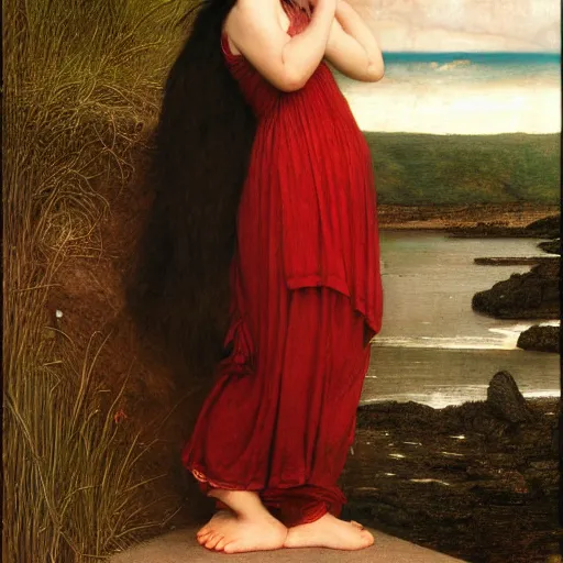 Prompt: wind kissed pictures, ashes, lament,, photorealism, hyper - realism, 4 k, high resolution, hyper detailed, by waterhouse, by godward,