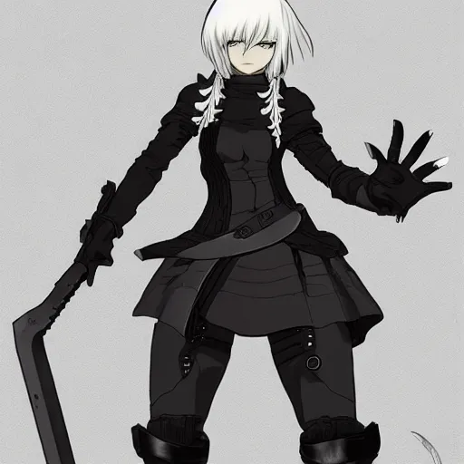 Image similar to yorha no. 2 type b reclining in heavy armor b with a ghibli artstyle