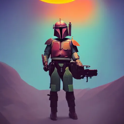 Prompt: fantasy style boba fett by beeple, epic lighting, semirealistic